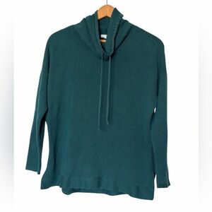 J. Jill Fit Large Supreme Stretch Seamed Hoodie Green Drop Sleeve Casual